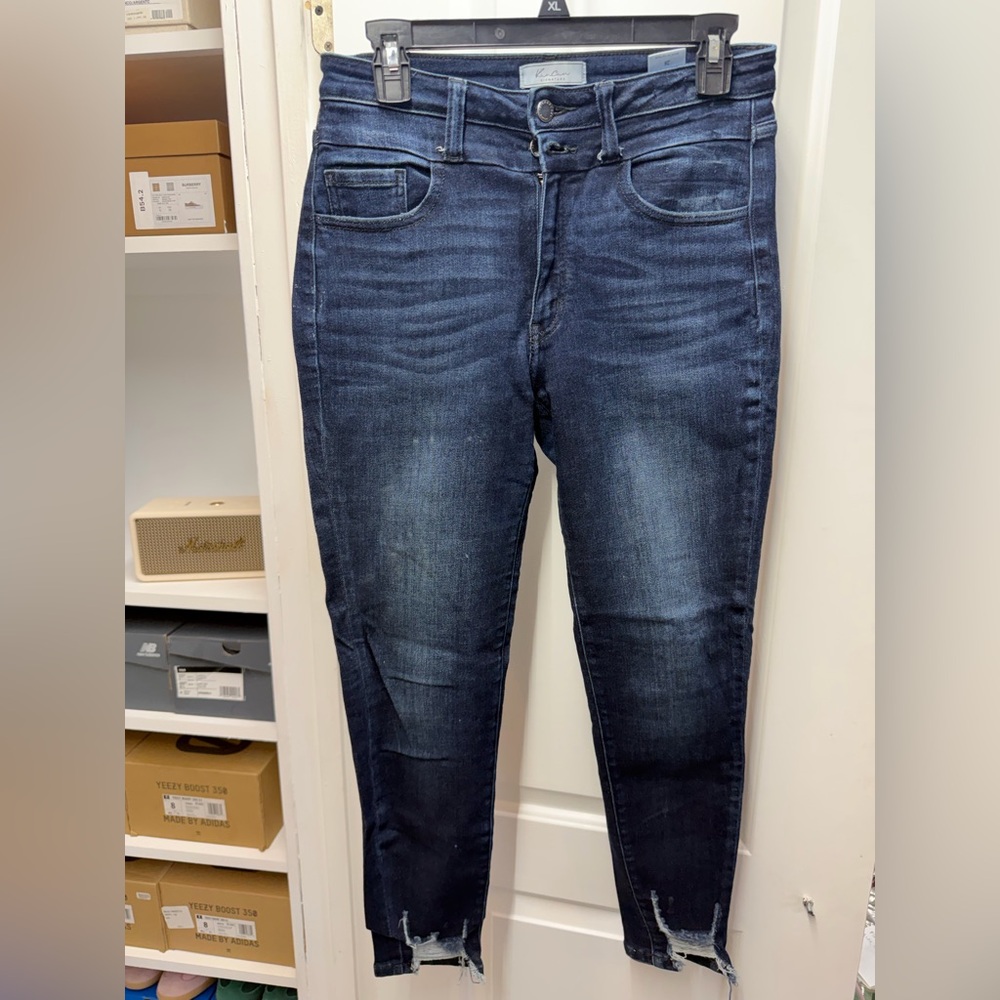KanCan Dark Wash Distressed Ankle Jeans